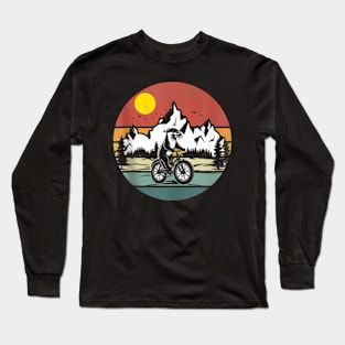 Otter Riding Bicycle Mountain Biking Otter Biker Long Sleeve T-Shirt